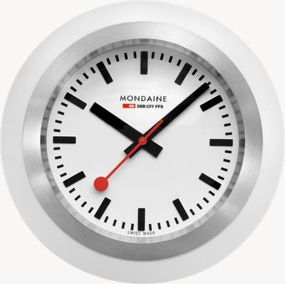 Mondaine Reloj globo (60 mm) con esfera blanca, caja de acero inoxidable y base de silicona blanca. A660.30335.16SBA