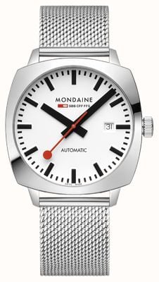 Mondaine Cushion Automatic (39mm) White Dial / Stainless Steel Mesh Bracelet MSL.3961B.SM