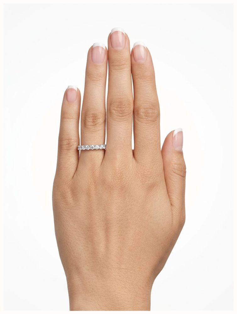1ct Round Brilliant Cut Natural Diamonds 18ct White Gold Pavé Ring C29001E881 - vista alternativa 4