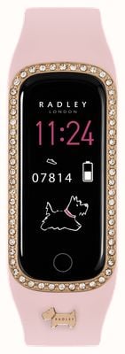 Radley Bracelet de suivi d'activité intelligent série 8, bracelet en silicone rose serti de cristaux RYS08-2142