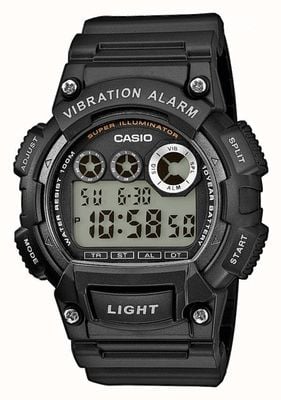 Casio Relógio masculino com alarme de vibração de pulseira de resina preta W-735H-1AVEF