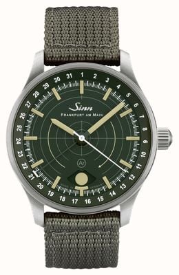 Sinn Reloj de caza 308 (40 mm) con esfera verde oscuro y correa textil gris oliva. 308.010 TEXTILE
