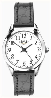Limit Klassisches Quarzwerk (26 mm) mit weißem Zifferblatt / schwarzem PU-Lederarmband in Krokodiloptik 6741