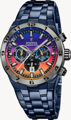 Festina Chrono Bike Special Edition (44.5mm) Gradient Dial / Blue PVD Stainless Steel Bracelet Watch F20709/1