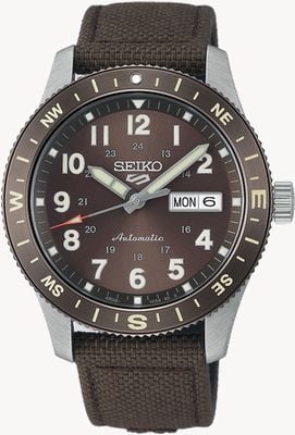 Seiko 5 Sports Field In Coyote Brown (41mm) Brown Sunray Dial / Dark-Brown Nylon Strap HDB009K1