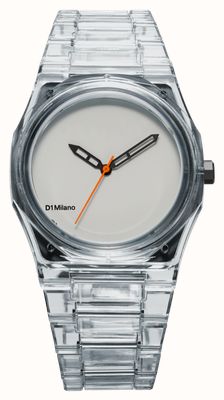 D1 Milano Nylon Exp_Riviera (39mm) Matte Pale Blue Dial / Transparent Pale Blue Nylon Strap NYBJ03