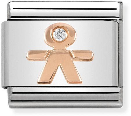 Nomination Classic Symbols In Stainless Steel With 9k Rose Gold And CZ Little Boy Charm 430305/08