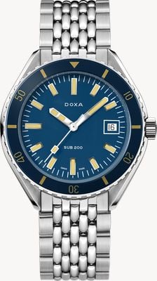 DOXA SUB 200 Caribbean (42mm) Dark Blue Iconic Dial / Stainless Steel Rice-Grain Bracelet 799.10.201.10