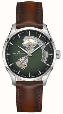 Hamilton Jazzmaster Open Heart Automatic (40mm) Green Dial / Brown Leather Strap H32675560