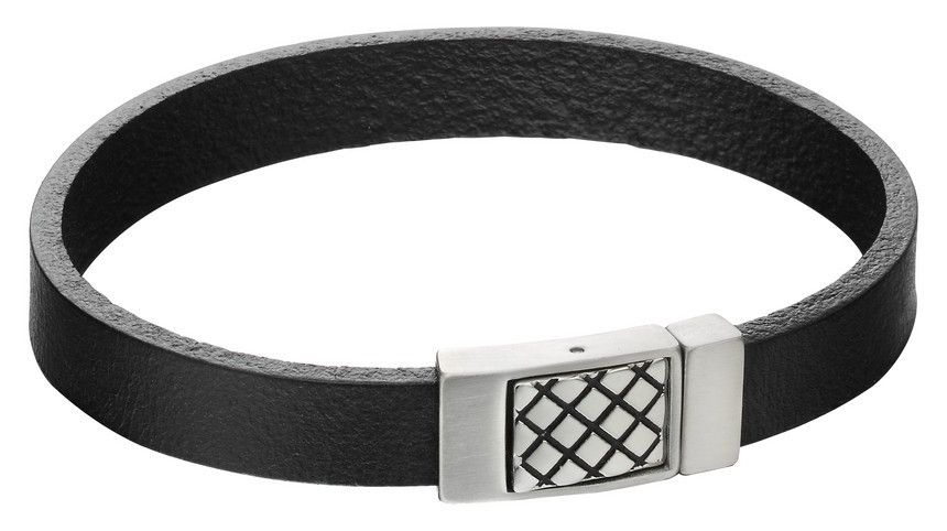 Fred Bennett Men's Criss Cross Steel Clasp Black Leather Jewellery-image-50877