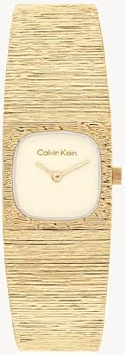 Calvin Klein SOPHISTICATED SQUARE Two-Hand Quartz (20mm) Gold Dial / Gold PVD Stainless Steel Bracelet 25100178