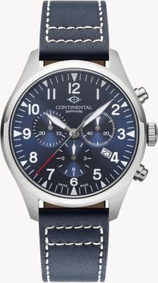 Continental Aviation Chronograph (42mm) Blue Dial / Blue Leather Strap 24452-GC158820