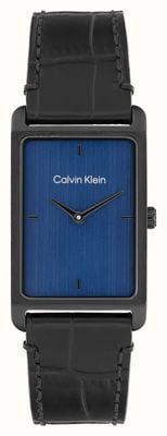 Calvin Klein Ck Dapper (24 mm) blaues Zifferblatt / schwarzes Lederarmband 25200531