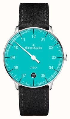 MeisterSinger Neo (36mm) Azure Blue Dial Black Suede Leather NE914
