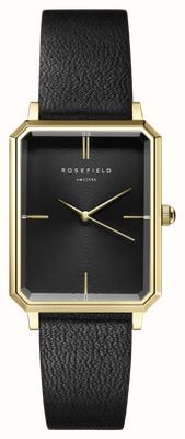 Rosefield Octagon (23mm) Black Dial / Black Leather Strap OBSBG-O49