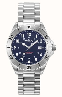 Rotary Comando masculino | mostrador azul | pulseira de aço inoxidável GB05475/52