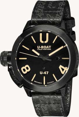 U-Boat クラシコ u-47 47mm ab1 |ブラックダイヤル |黒革ストラップ 9160