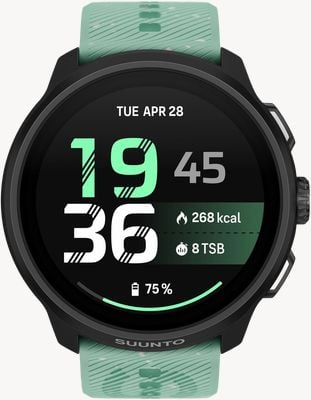 Suunto Run 2 leichte AMOLED-Laufuhr – 64 GB (46 mm) Aloe-Grün – Silikonarmband SS051641000