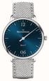 MeisterSinger Yaara Q (36mm) Blue Patterned Dial / Grey Textile Strap Watch YAQ917S