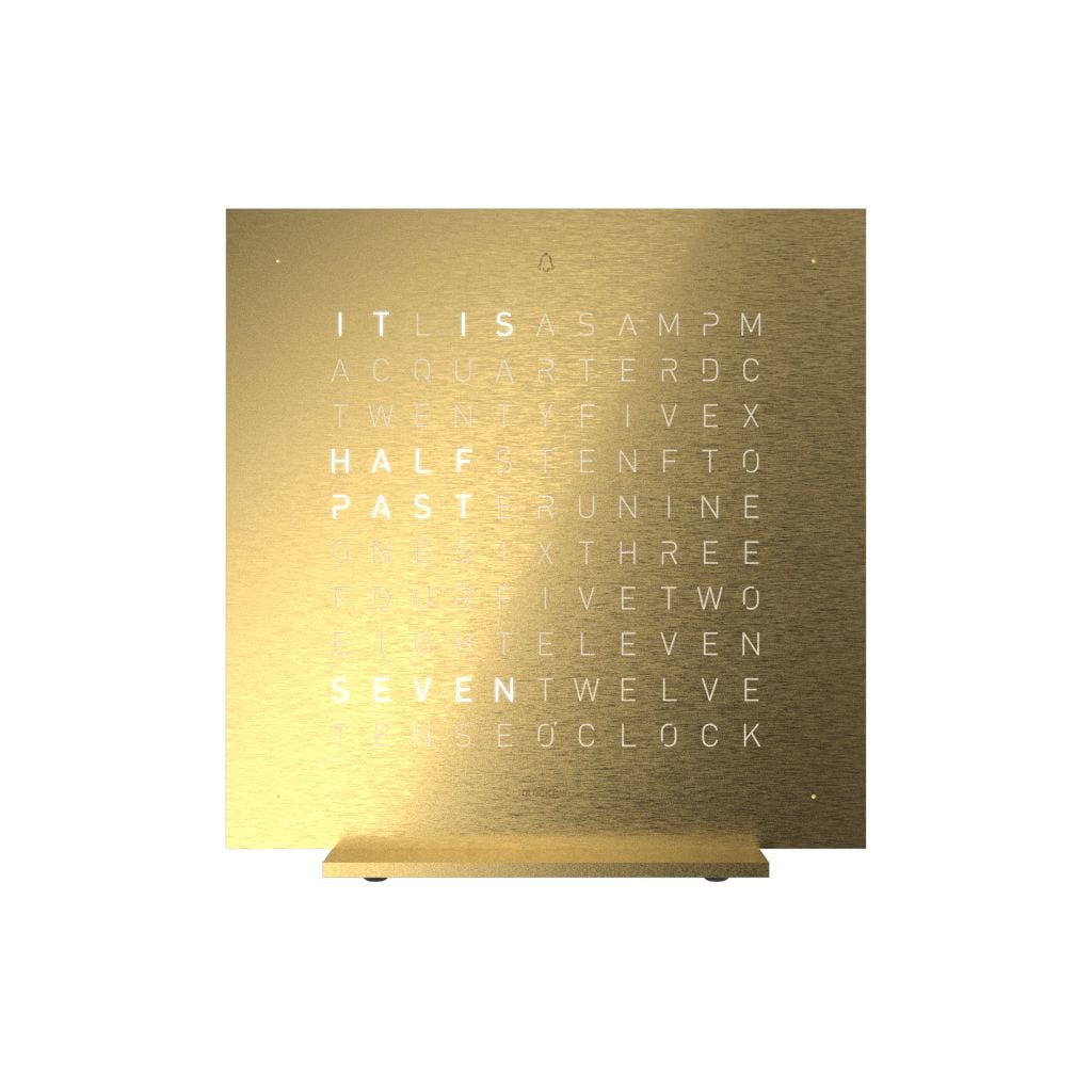 QLOCKTWO SÃ©rie acier Earth 13.5, lÃ©gende dorÃ©e (anglais montre