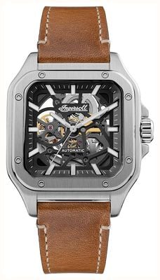 Ingersoll THE OLLIE Skeleton Automatic (45mm) Black Dial / Brown Leather Strap I14503