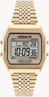 Adidas Digital Two (36 mm) digitales Zifferblatt / goldfarbenes Edelstahlarmband AOST22074