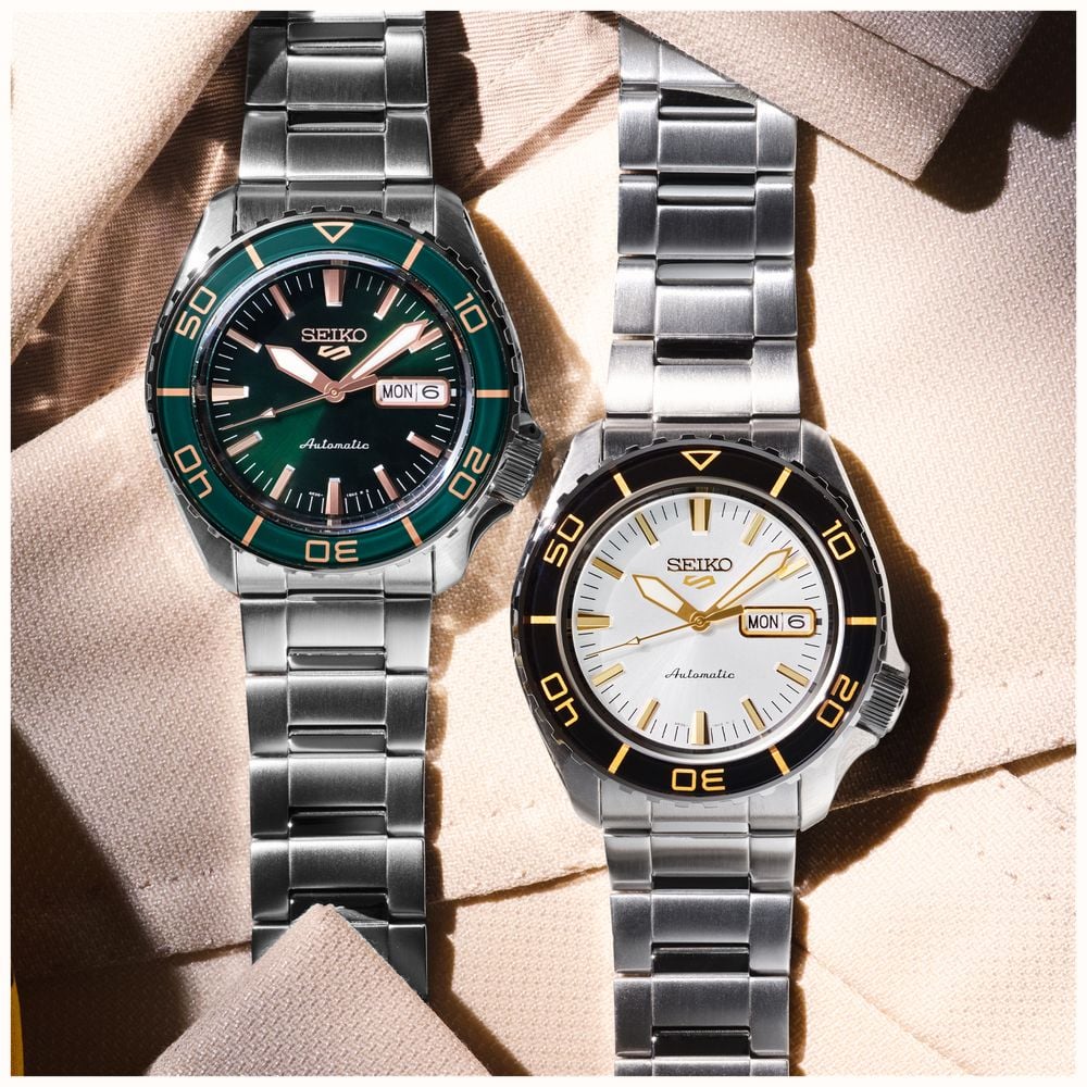 Seiko 5 Sports SKX SNZH Automatic (42.5mm) ‘Tweed Green’ Dial / Stainless Steel Bracelet Watch HDB005K1 - autre vue 5