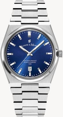 Jacques Du Manoir Horizon Three-Hand Date Quartz (41mm) Blue Dial / Stainless Steel Bracelet JWG03502
