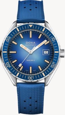 DOXA SUB 200 II Caribbean (44mm) Blue Gradient Dial / Blue Vintage-Inspired Rubber Strap 795.10.201.32
