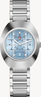RADO Diastar originele automatische diamanten wijzerplaat (30 mm) met blauwe zonnestraalmotief en sterrenpatroon / roestvrijstalen armband R12170223