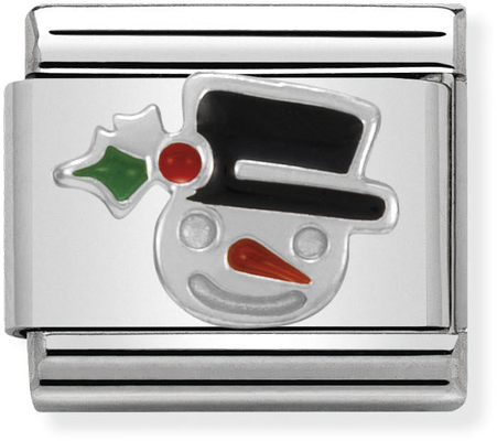 Nomination Classic Snowman Sterling Silver & Steel Enamel Charm 330204/11