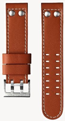 Hamilton Straps Khaki luchtvaartbruine leren band - 22 mm XL (alleen de band) H690776203