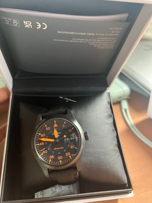 Seiko 5 Sports Flieger Automatic Black And Orange Watch SRPH33K1