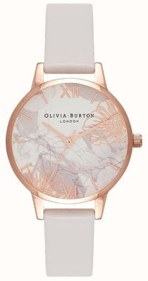 Olivia Burton | damskie | abstrakcyjne kwiaty | różowy skórzany pasek | OB16VM12