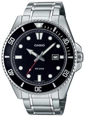 Casio Taucheruhrenkollektion (46,3 mm) schwarzes Zifferblatt / Edelstahlarmband MDV-107D-1A1VEF