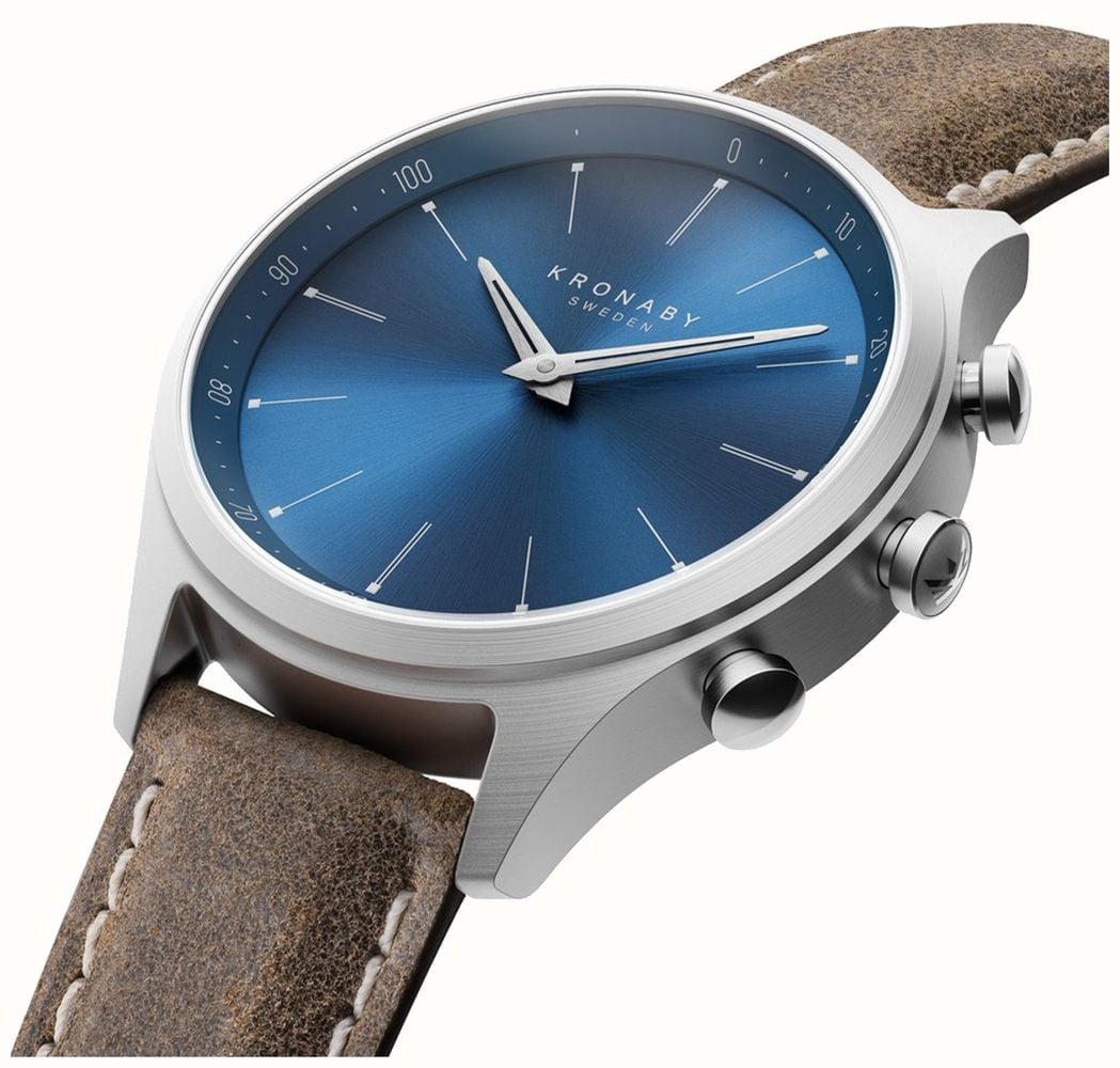 Kronaby 41 mm sekel blauwe wijzerplaat truffel leren band A1000-3759 S3759/1 - alternatieve weergave 2