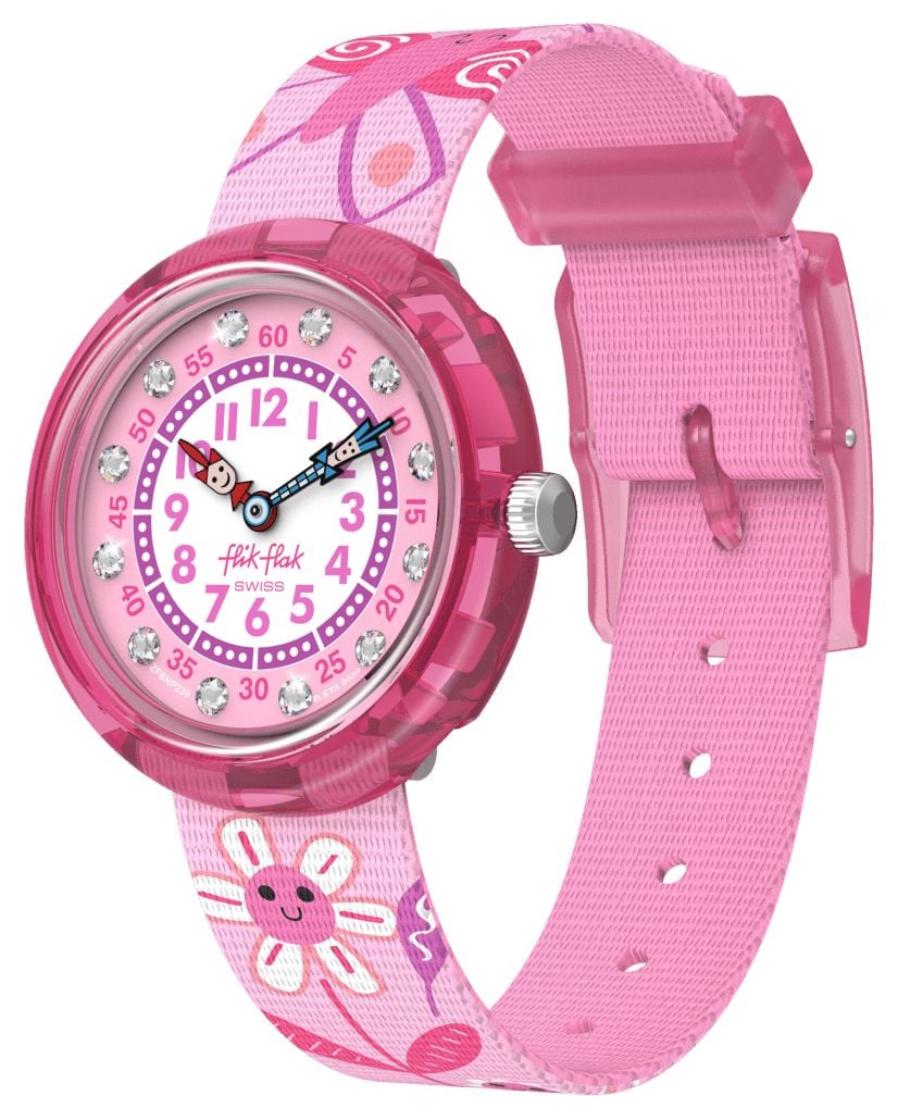 Flik Flak Happy Meadow (31,85 mm) cadran rose et blanc / montre