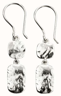 Elements Silver Hammered Double Drop Earrings E5773