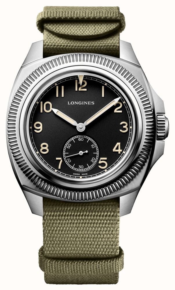 LONGINES Pilot Majetek Starting Time Indicator 43mm Khaki Green NATO L28384538 First Class Watches AUS