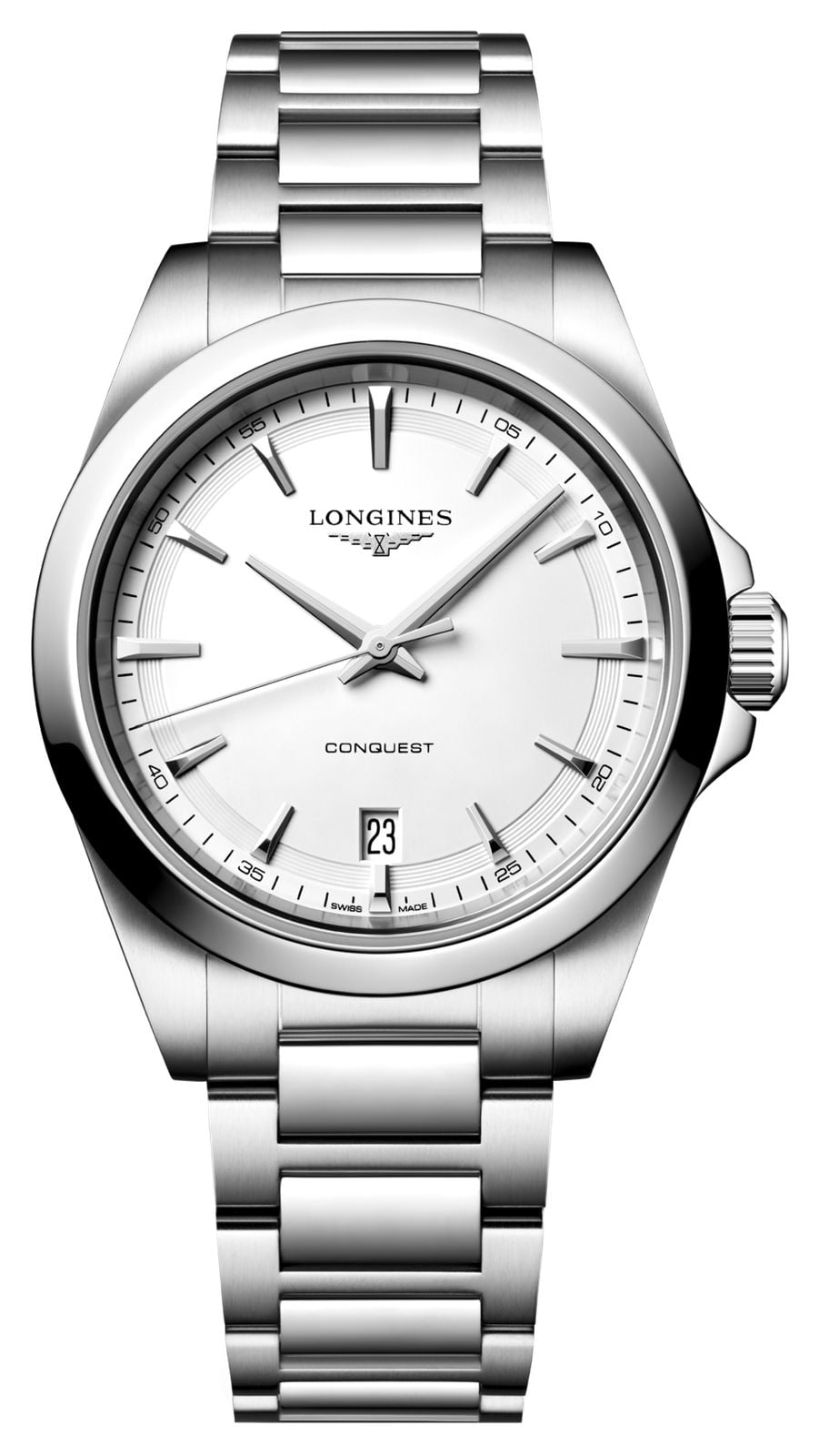 LONGINES Conquest Ã  quartz (38 mm), cadran blanc montre