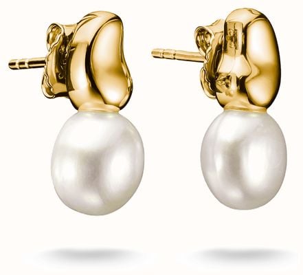 Thomas Sabo Gold-plated Ear Studs With Freshwater Pearls Natural Beauty H2320-430-14