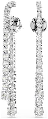 Swarovski Matrix Drop Earrings, Gradient of Round Cuts, White, Rhodium Plated 5709257