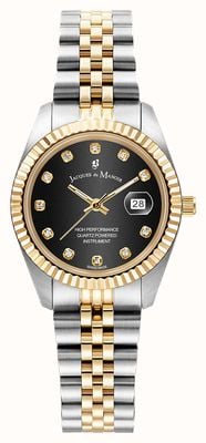 Jacques Du Manoir Inspiration élégance (31 mm) cadran noir / bracelet bicolore en acier inoxydable JWL01207