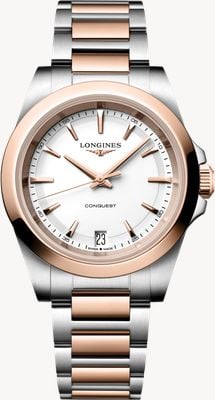 LONGINES Conquest Quarz (34mm) weißes sandgestrahltes Zifferblatt / zweifarbiges Edelstahlarmband L34603187