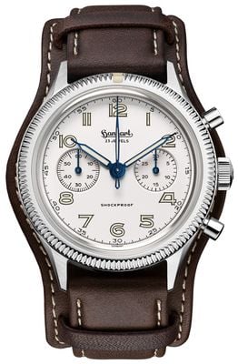 Hanhart 417 es モビーディック (42mm) ホワイト文字盤 / ダークブラウンレザーストラップ - m H721.202-7110