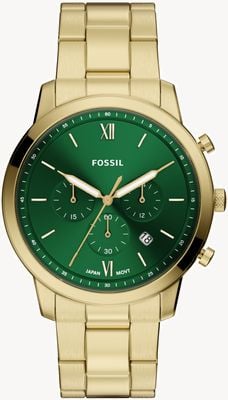 Fossil Neutra Chronograph (44mm) Green Dial / Gold PVD Stainless Steel Bracelet FS6164