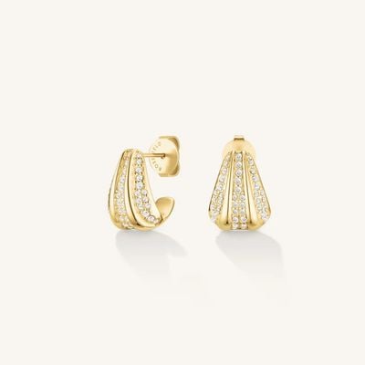 Rosefield Jewellery Pave Striped Droplet Studs Gold JEPSG-J1228