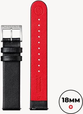 Mondaine Bracelet en cuir de raisin vegan / acier inoxydable brossé - noir - (18 mm) FG3118.21Q1