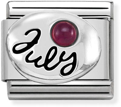 Nomination Classic July Birthstone Ruby Sterling Silver & Steel Charm 330505/07