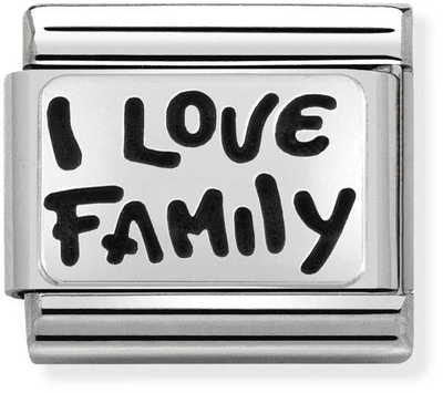 Nomination Classic I Love Family Oxidised Sterling Silver & Steel Charm 330102/34
